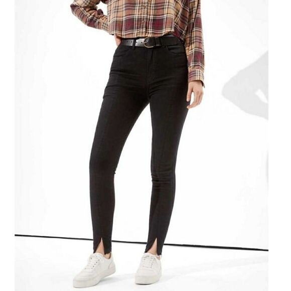 American Eagle Next Level Stretch Highest Rise Jegging Black 6 Long NEW - Picture 1 of 13
